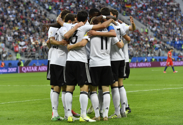 독일 선수들이 득점 후 기뻐하는 모습. [AP=연합뉴스]