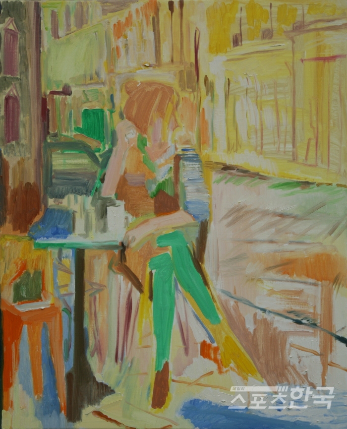 Femme assise, 앉아있는 여인, Oil on canvas, 65x53cm, 2019