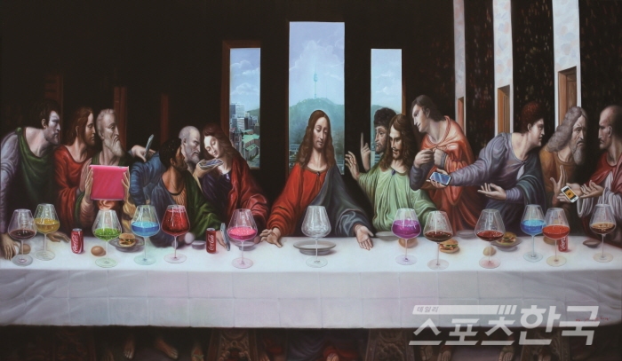 The 21c Last supper Nonpossession (21 C최후의 만찬 무소유) 194 X 112cm, Oil on canvas 2016