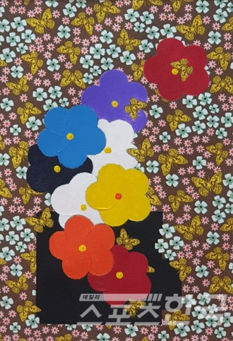 김인희, Rainbow. Acrylic on Fabric, 21x30cm, 2019