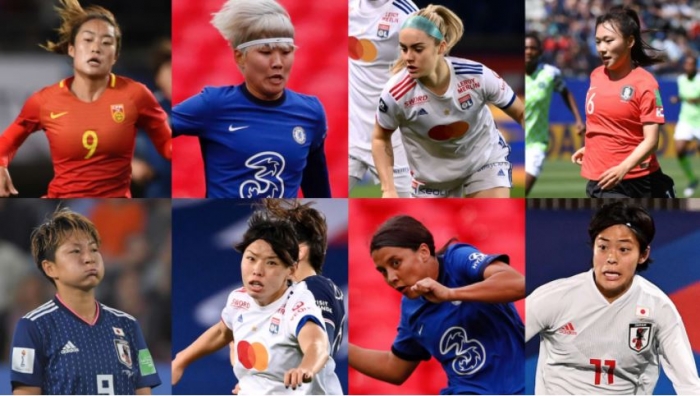 (사진=2020 AFC 최우수 여자 선수 후보에 오른 지소연 (윗줄 왼쪽에서 두 번째)와 장슬기 (윗줄 왼쪽에서 네 번째) / AFC 홈페이지)