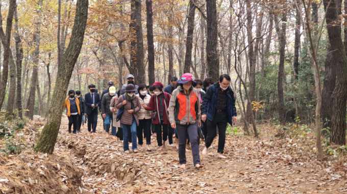 목포시가 양을산에 맨발로 산책길을 조성, 21일 맨발로 청춘길 걷기 행사를 개최 했다.