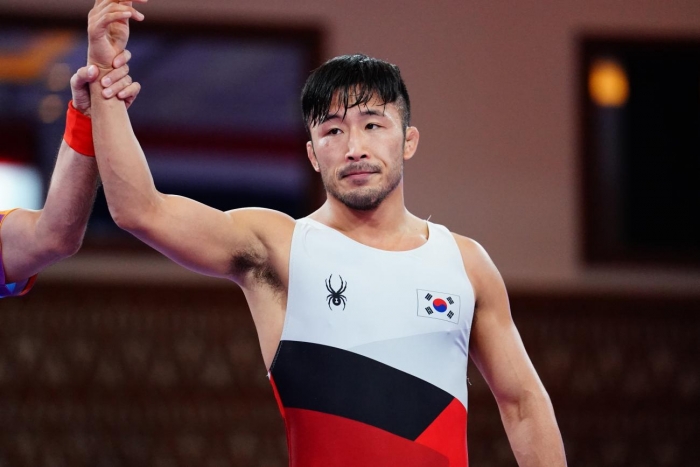 (사진=2022 아시아선수권대회 남자 그레코로만형 67kg 은메달리스트 류한수 / 세계레슬링연맹)