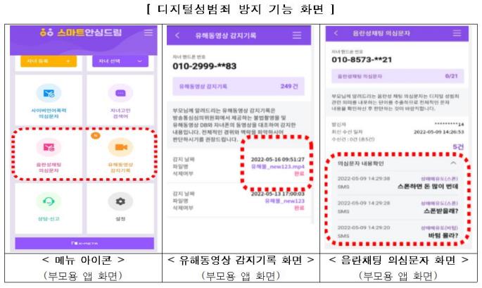 디지털성범죄 차단 앱 화면 (사진=방송통신위원회 제공)