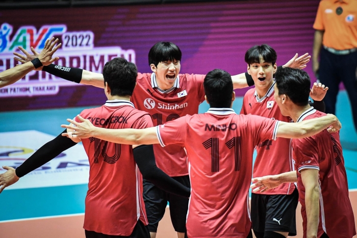 2022 아시아배구연맹(AVC)컵 대회에 출전한 한국 남자배구 대표팀. (사진=아시아배구연맹홈페이지)