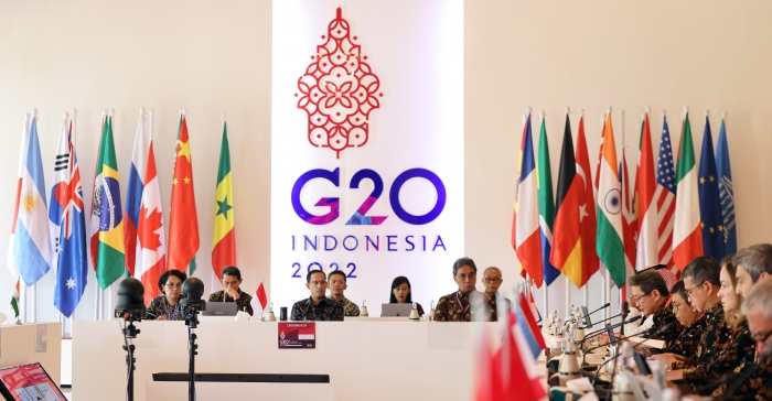박보균 문화체육관광부 장관이 13일 인도네시아 욕야카르타(Yogyakarta) 플라타란호텔에서 열린 ‘G20 문화장관회의’에서 기조연설을 하고 있다