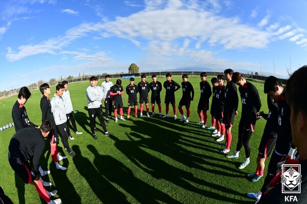 오는 23일 프랑스와의 조별예선을 앞둔 U-20 대표팀이 아르헨티나 멘도사의 트레이닝센터에서 훈련하고 있다. (사진=대한축구협회 제공)