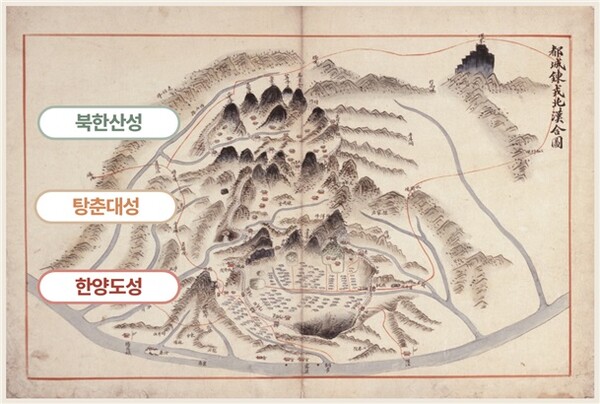 '도성연융북한합도'에 묘사된 한양 수도성곽 (사진=경기도/연합뉴스)