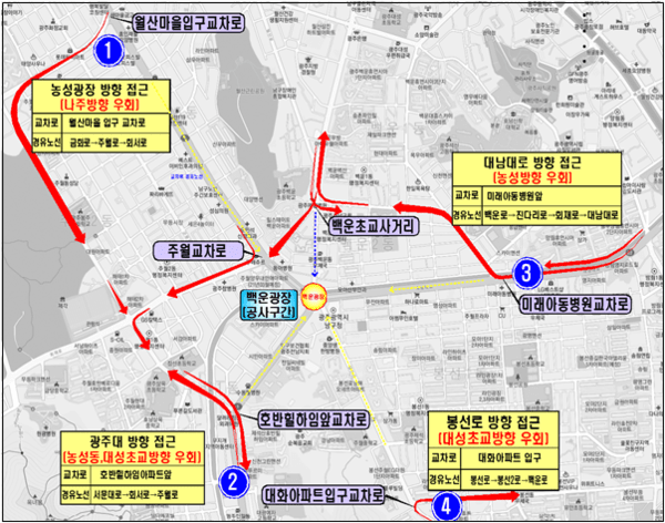 백운광장 우회도로 위치도 [사진=광주시 제공]